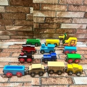 Wooden Train Set with Colorful Cars